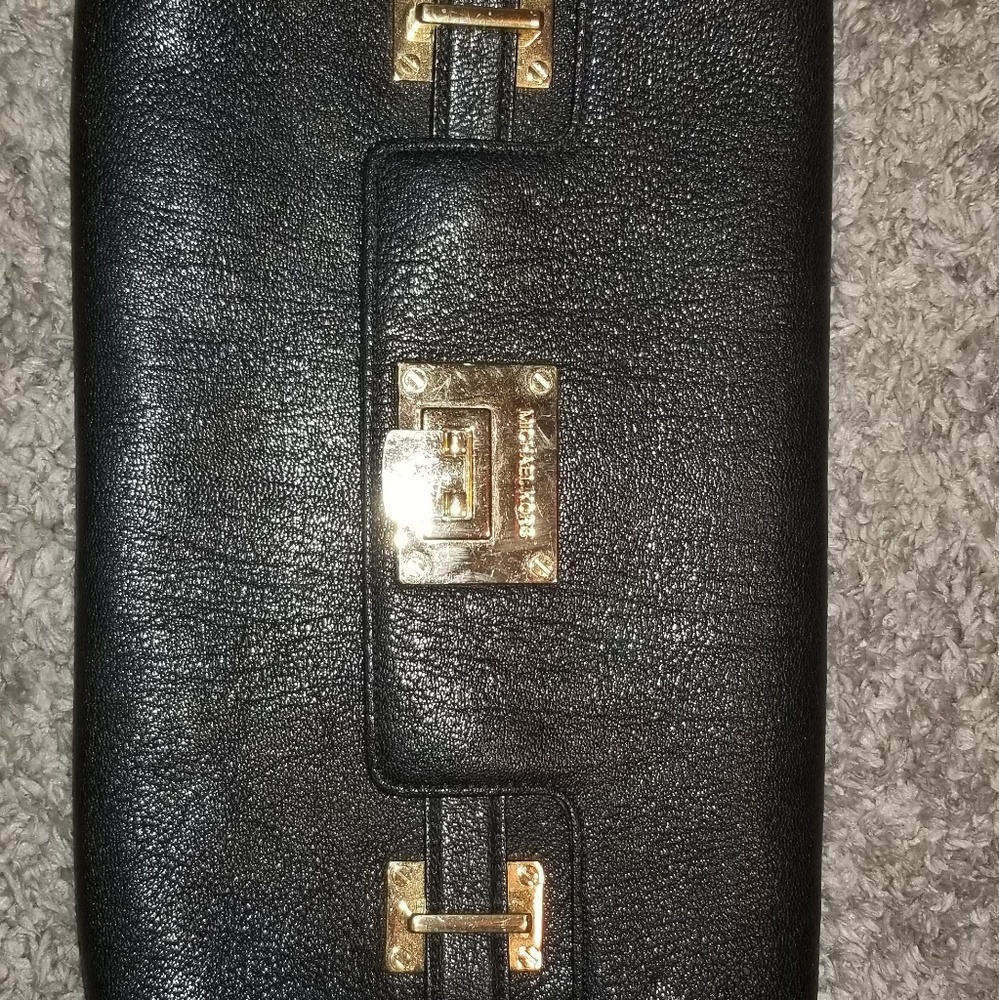 Real MK Black Envelope Clutch
